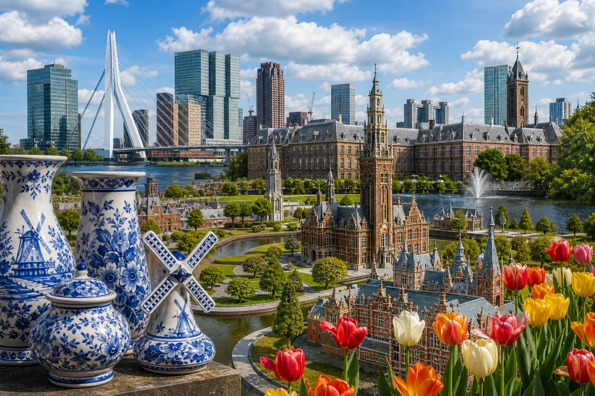 The Hague skyline and landmarks