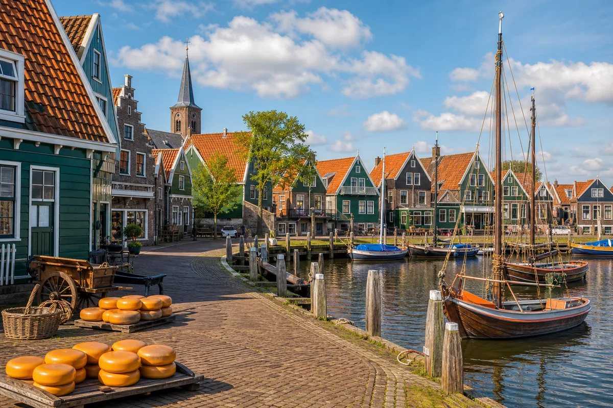 Traditional harbor village with Dutch houses